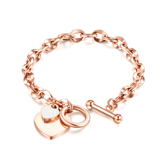 PULSERA ACERO CUORE ROSE